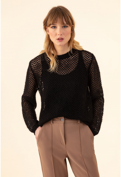 Pull ajouré Meryl noir
