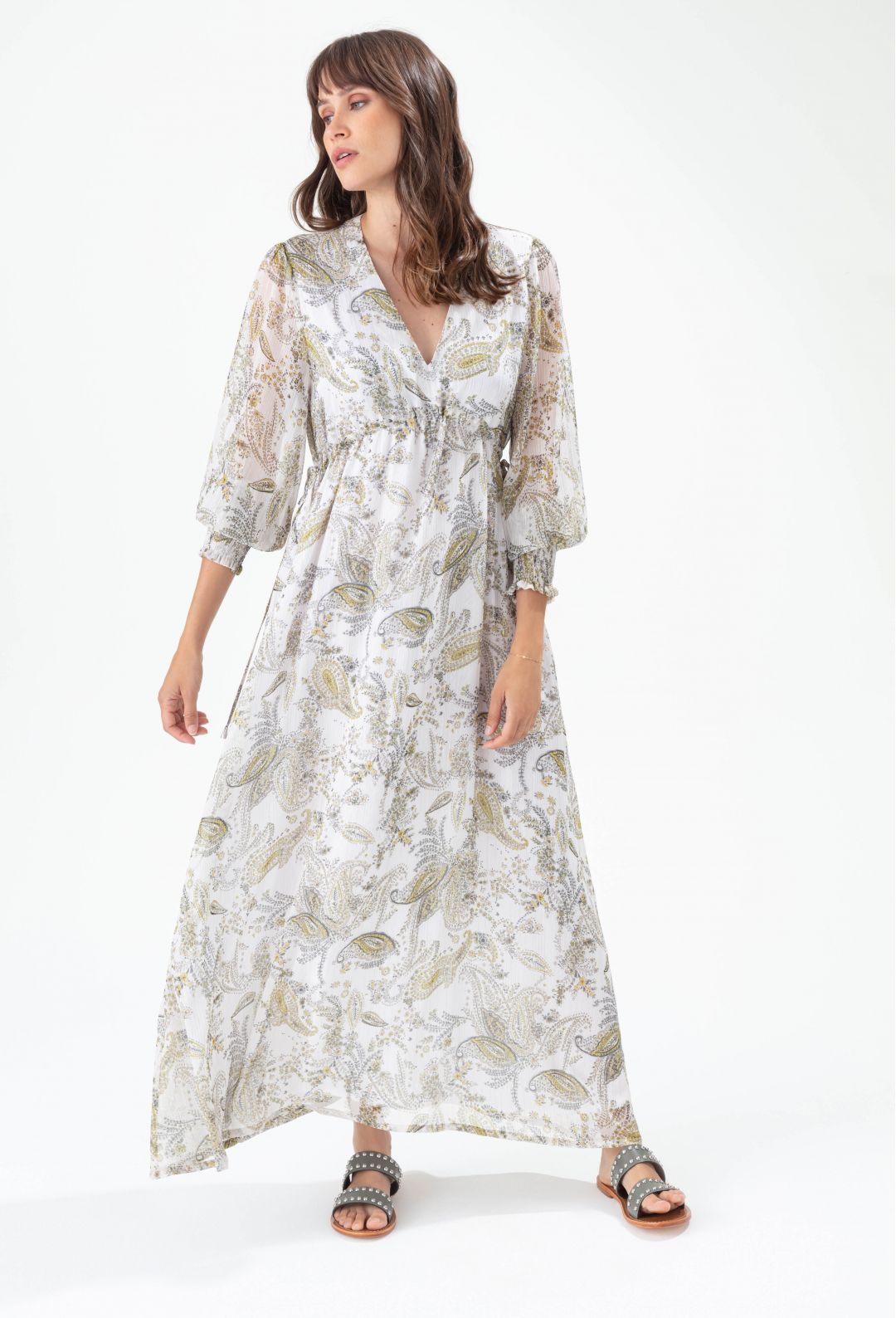 Robe Almas imprime cachemire argente
