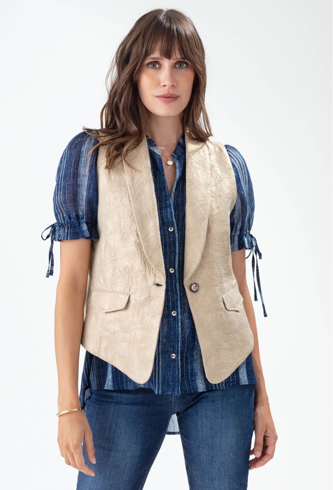 Gilet Soleil coupe tailleur gold