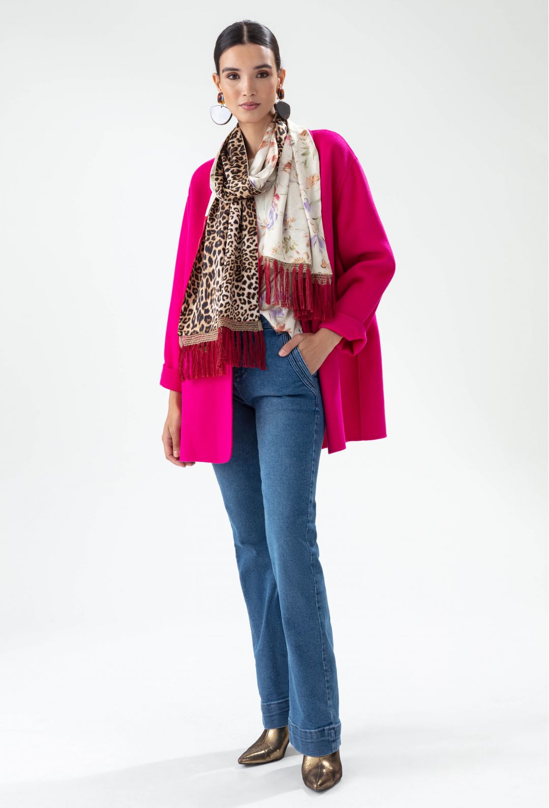 100% wool Amalia double-sided fushia coat