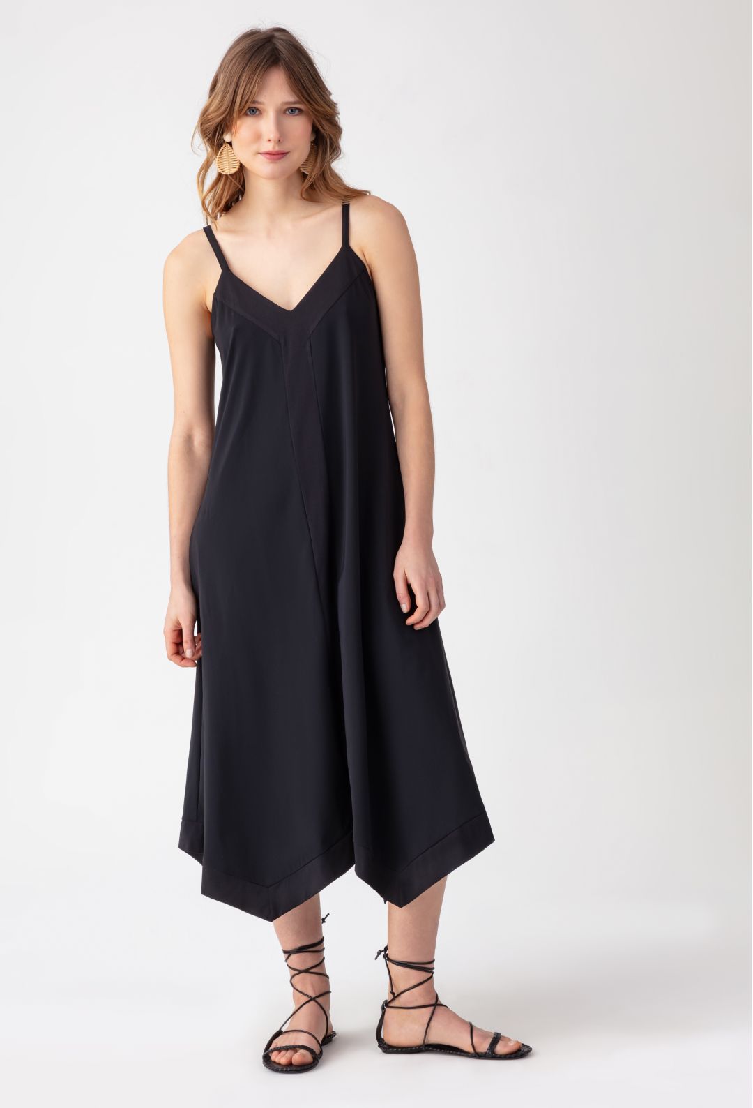 CHLOE black technical jersey long dress