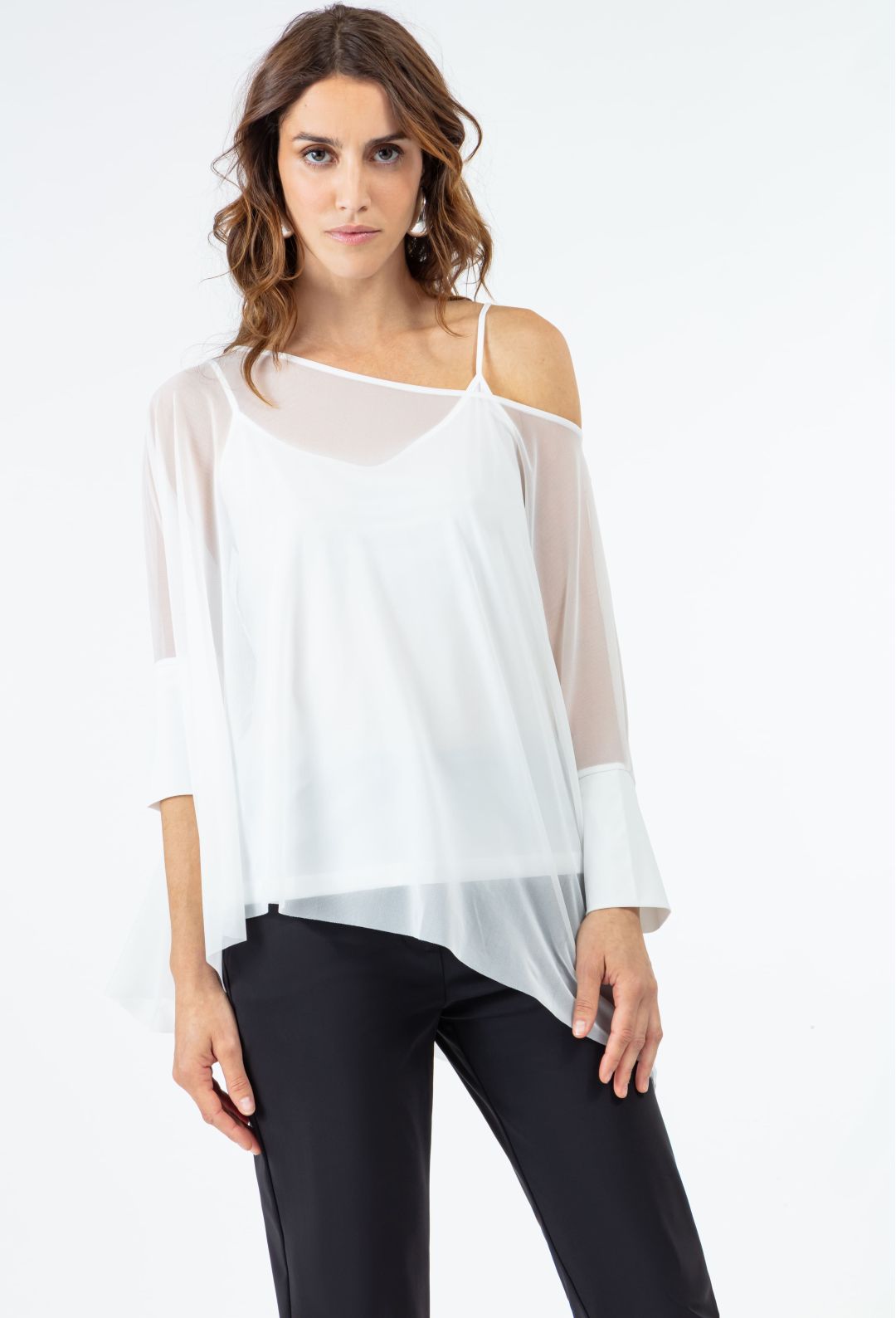 Top transparent + débardeur en jersey technique Isaro blanc