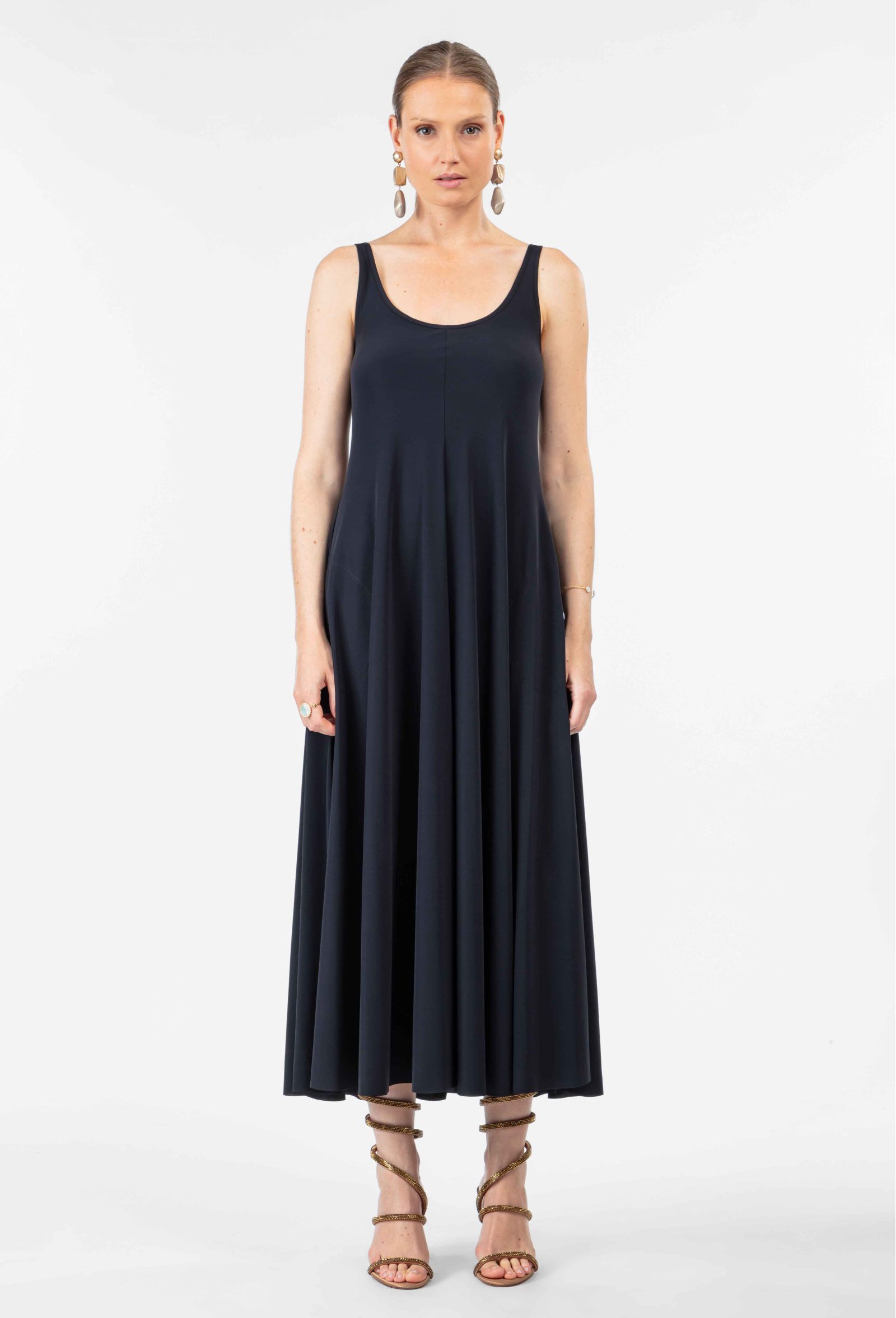 Black Lara dress in technical jersey
