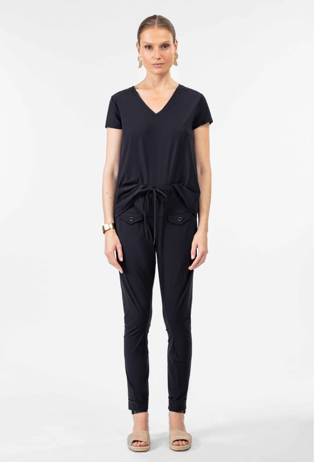 POP PANTS IN BLACK TECHNICAL JERSEY