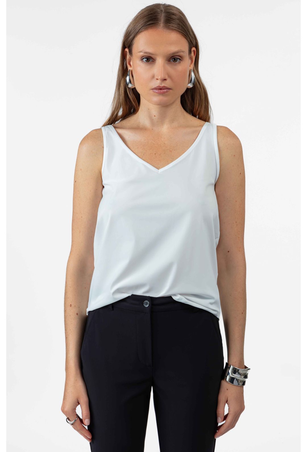Valois white tank top in technical jersey