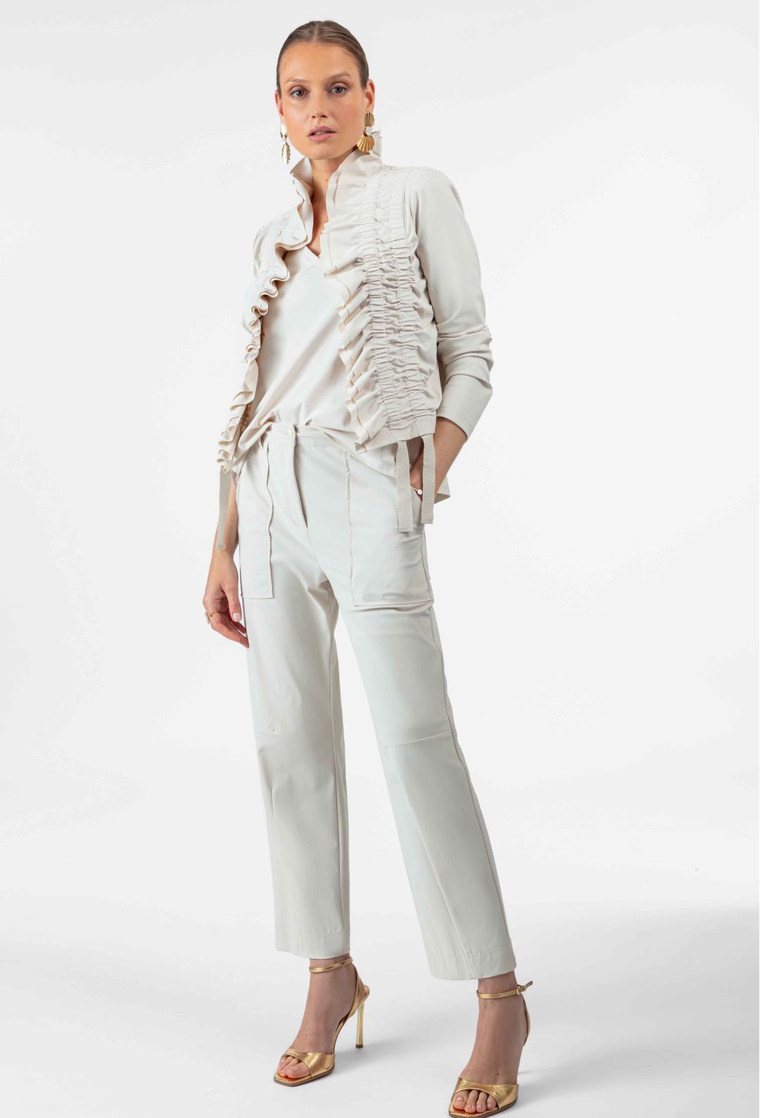 Pantalon carotte Fabian en jersey technique galet
