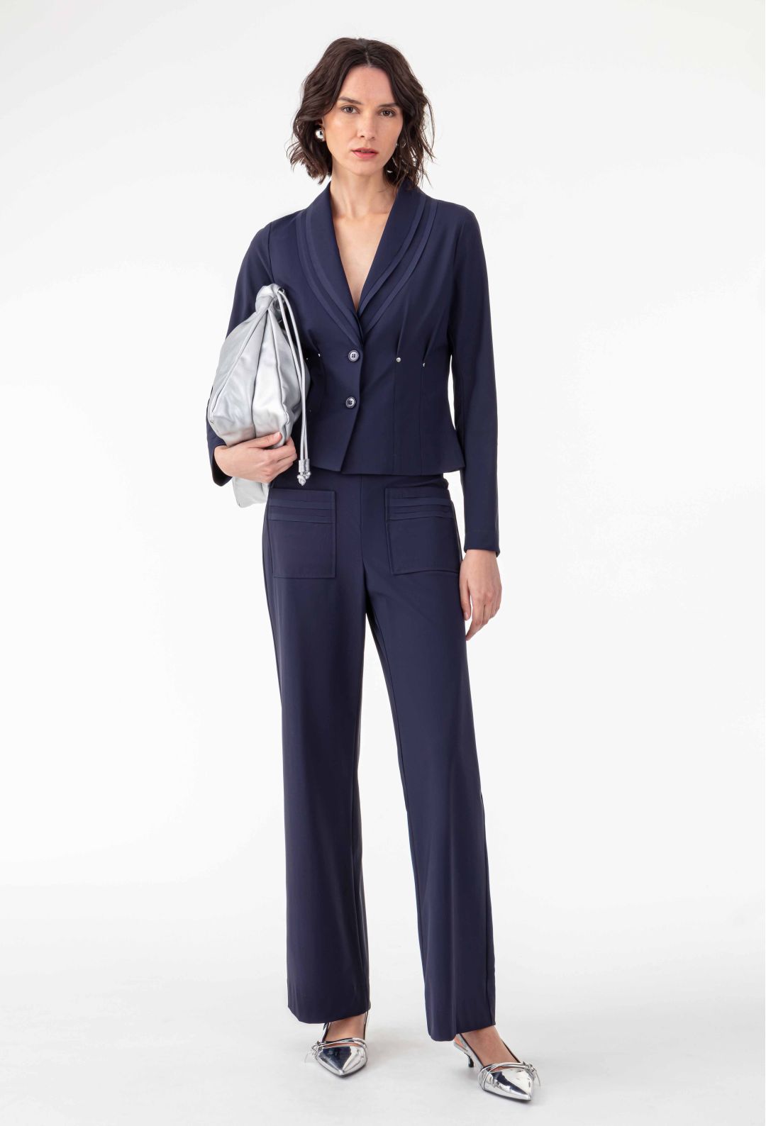 Pantalon wide Mathis en jersey technique marine