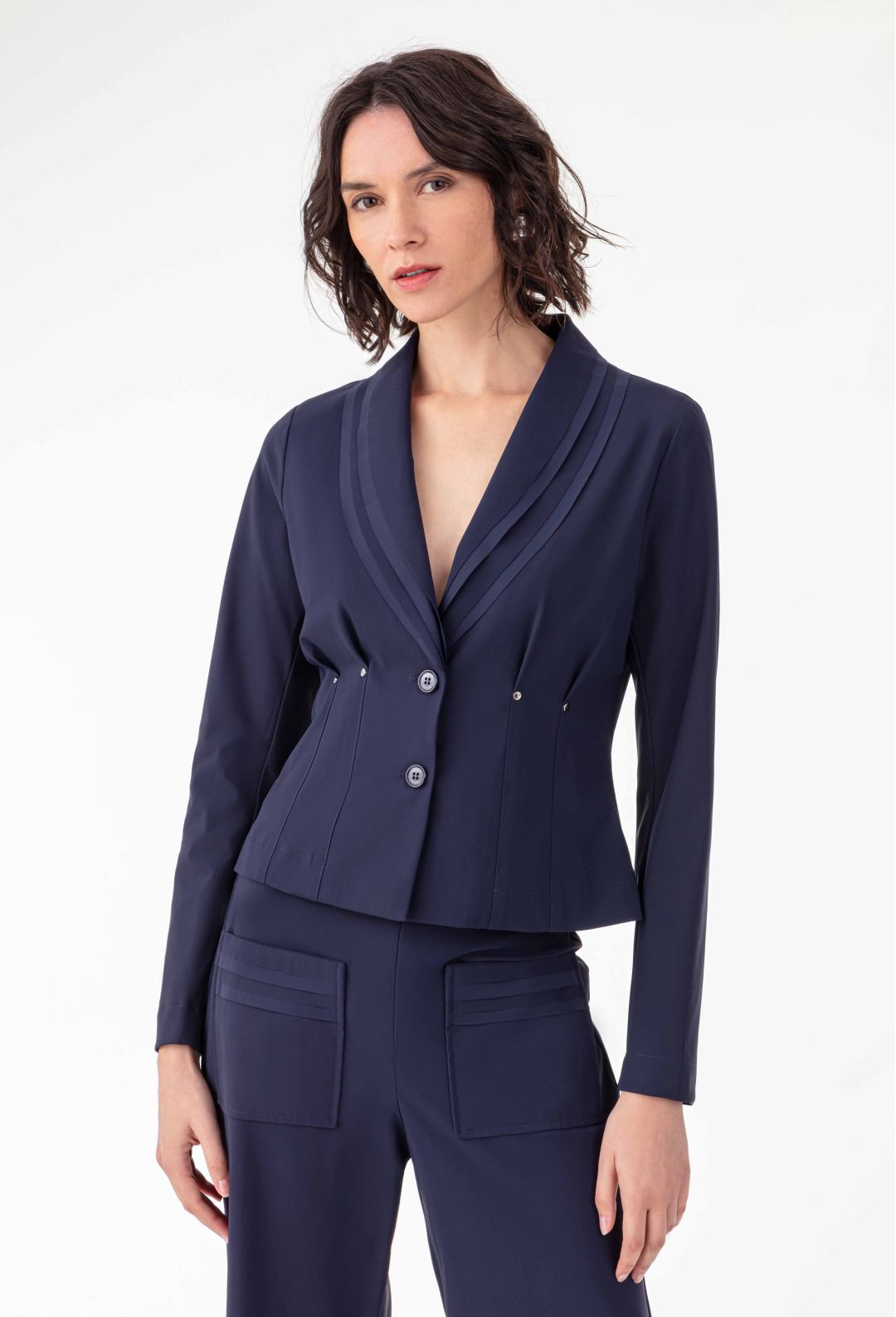 Veste ajustée Ivane en jersey technique marine