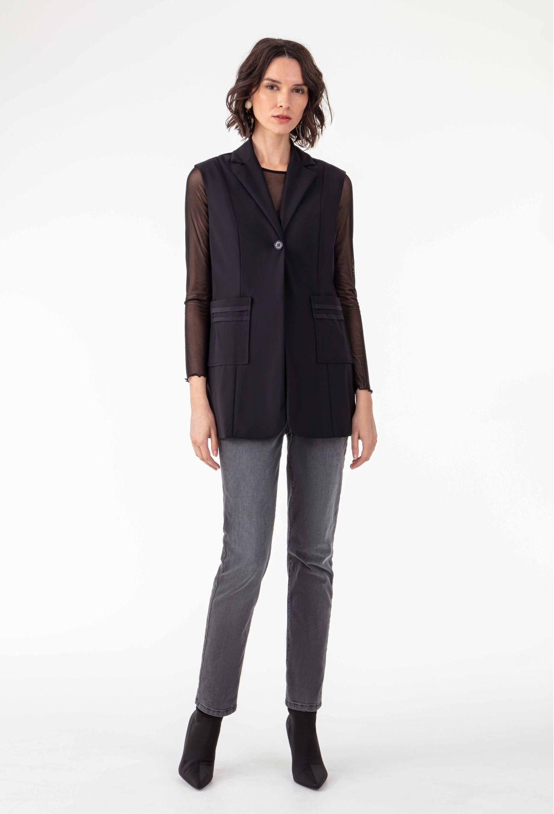 Veste sans manches Tess en jersey technique noire