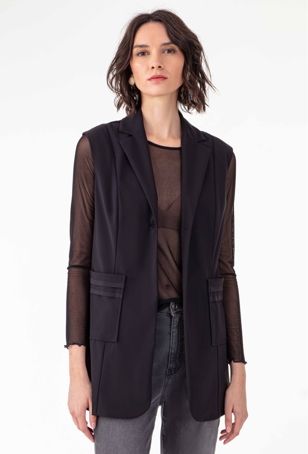 Veste sans manches Tess en jersey technique noire