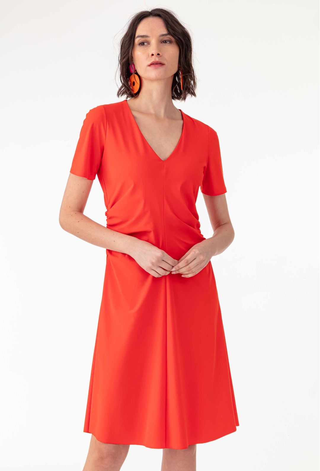 Robe midi Camila en jersey technique orange
