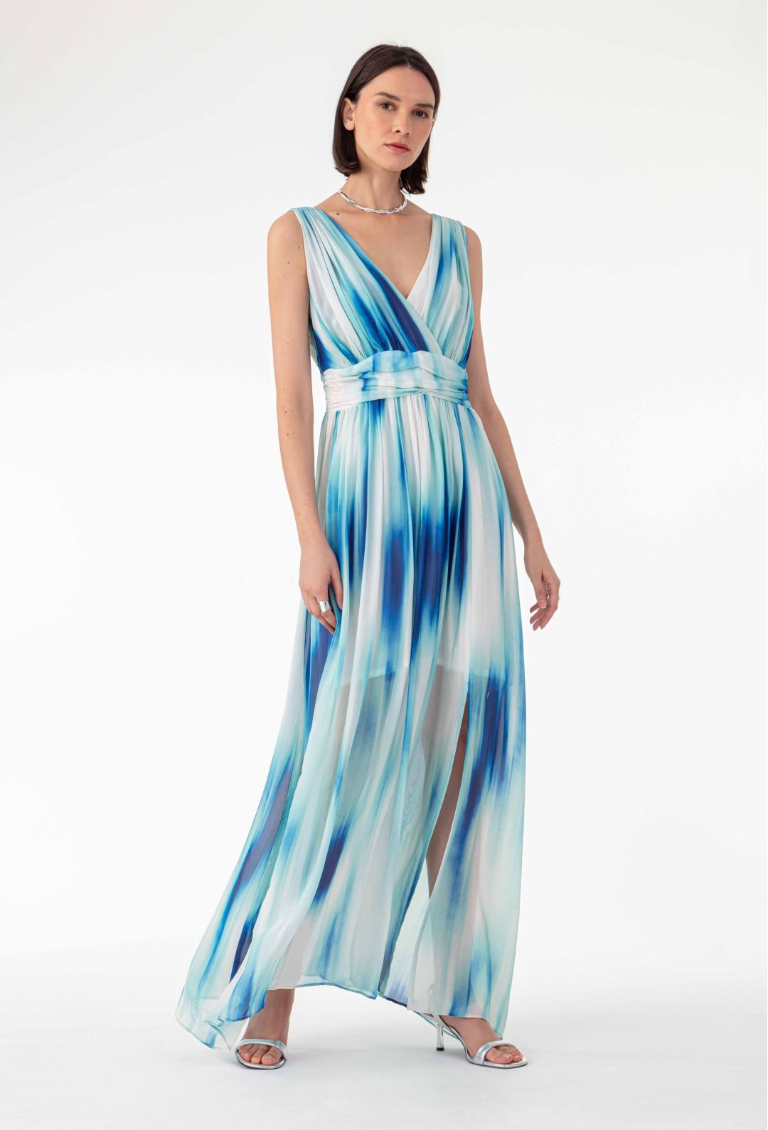 Robe longue Carly en soie imprimée Robe longue Carly en soie imprimée