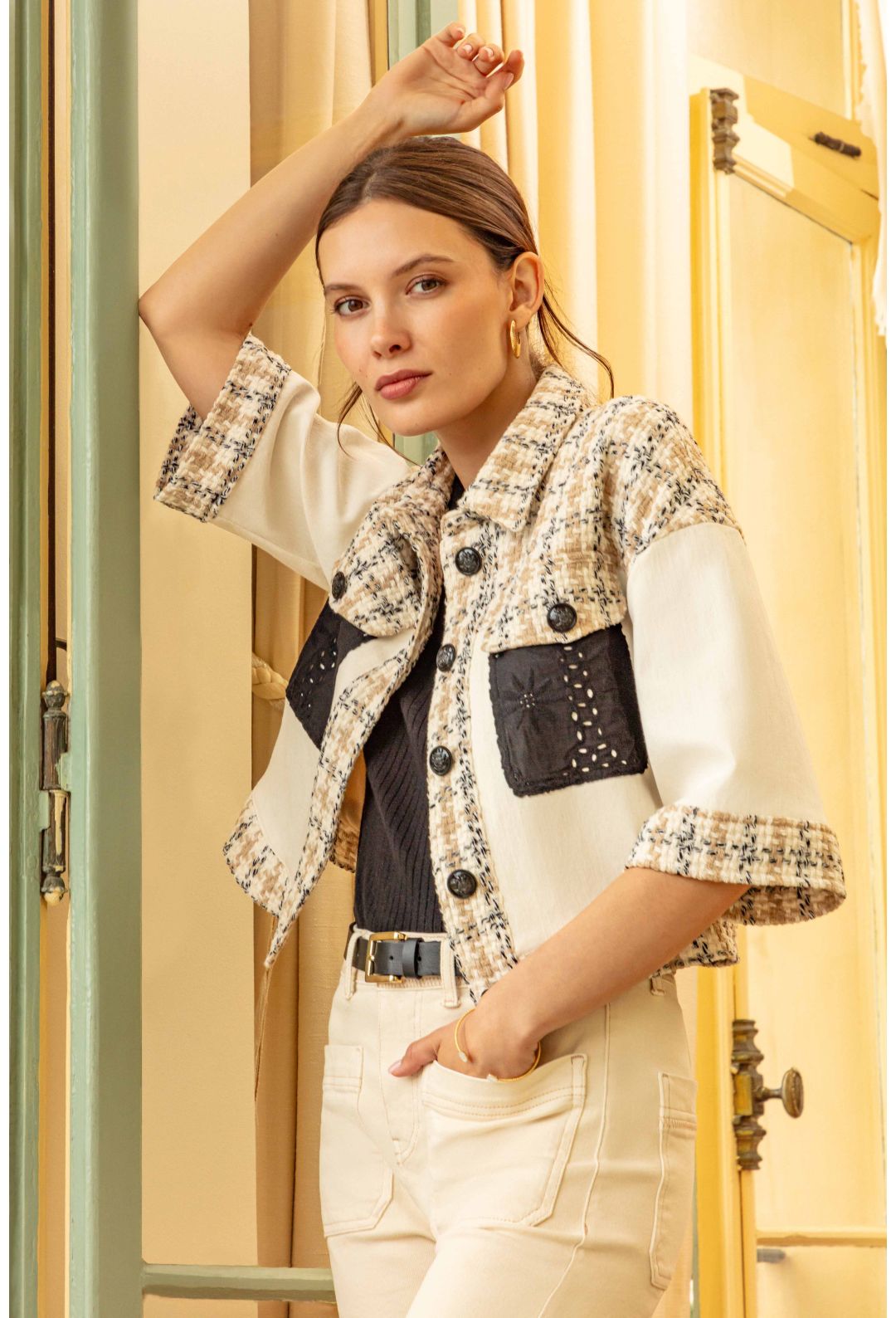 Marlon short-sleeved jacket in tweed