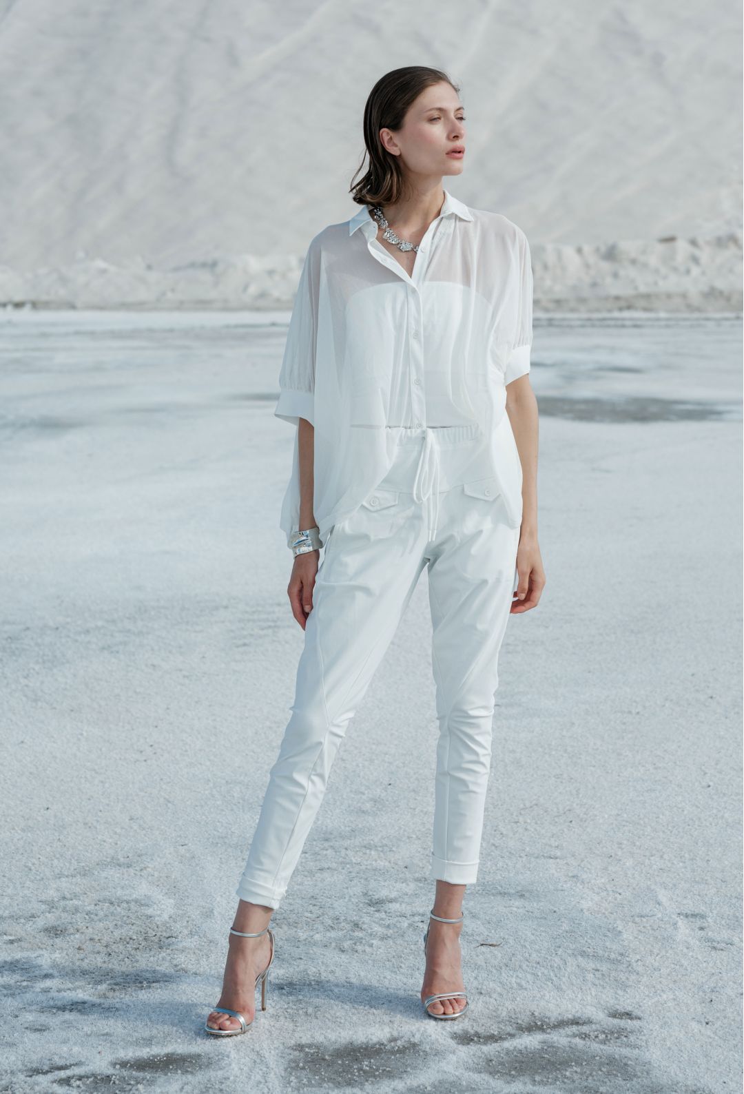 Pantalon Pop Blanc En Jersey Technique
