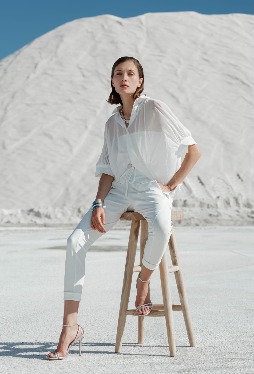 Pantalon Pop Blanc En Jersey Technique