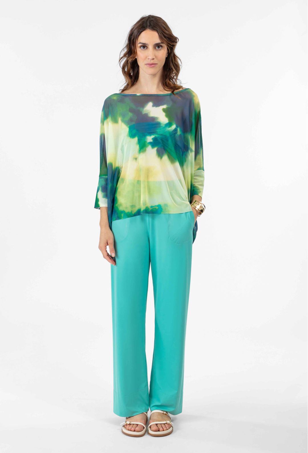 Hera pants in turquoise technical jersey